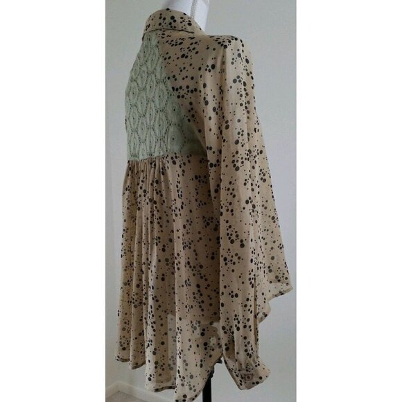 In Style~Women's Size M~Beige/Black Polka/Dot Blouse Button Down Shirt NWT$55.00 - Picture 4 of 9
